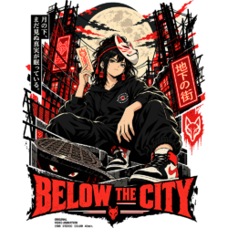 Alternative view of City Fox, Below the City - 305GSM Oversized T-Shirt