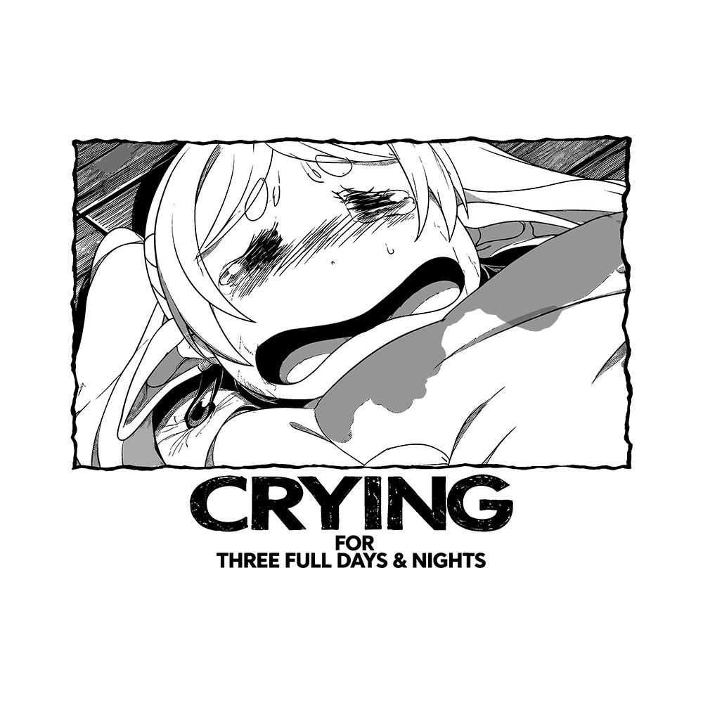 Frieren Crying 1 Art Preview Crying For Three Full Days & Nights - 305GSM Oversized T-Shirt - Image 3